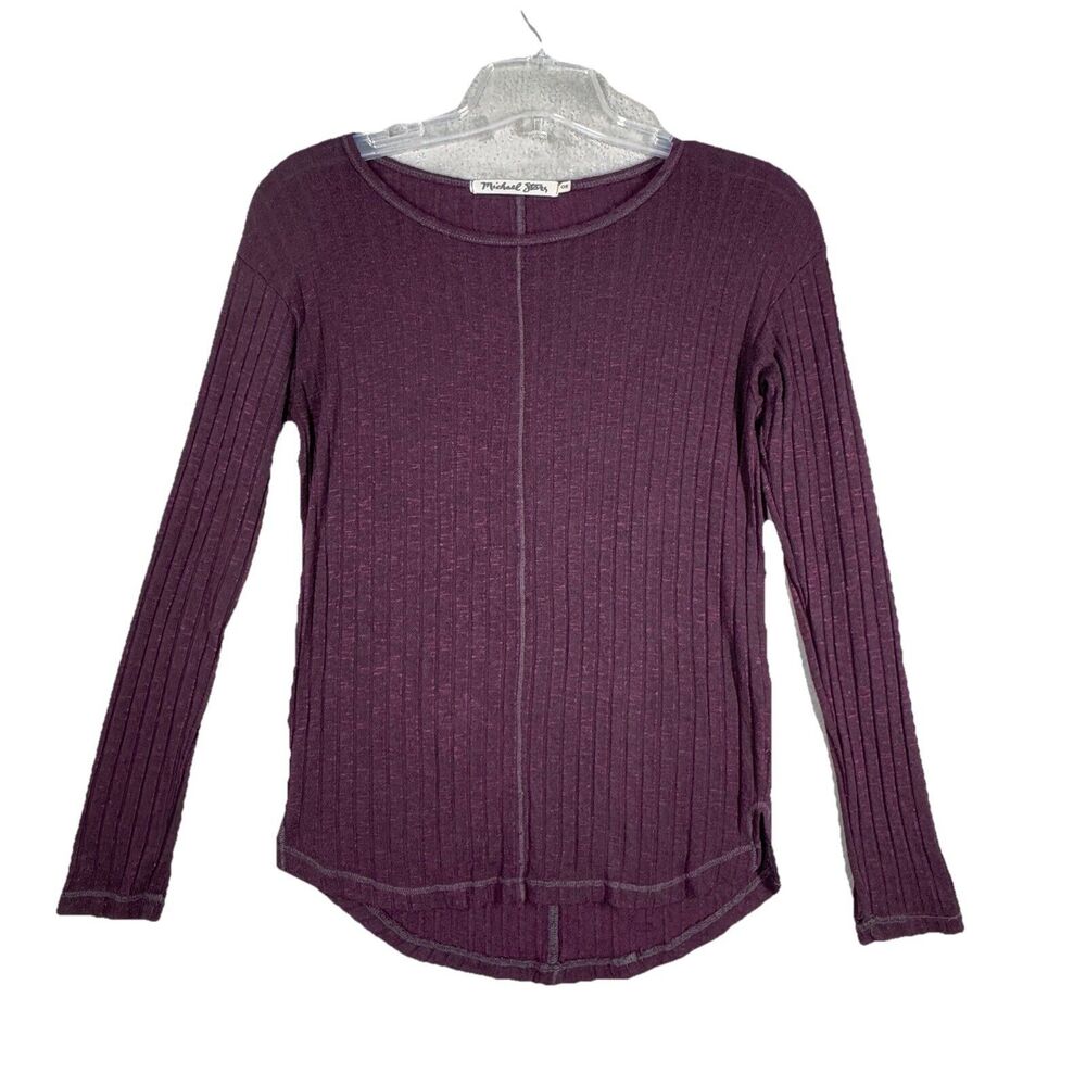 Michael Stars Shirt‎ Womens One Size Marled Purple Ribbed Thermal Casual Grunge